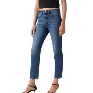 Levi Premium Wedgie Straight High Rise Button Fly. Blue Size 26 #789